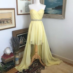 La Femme Buttecup Yellow High-low Prom Dress (Size 4)